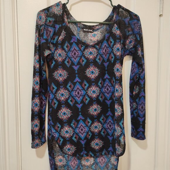 Y2K Boho Surfer Vintage Wet Seal Knit Mesh Top | Size Small - Picture 1 of 7
